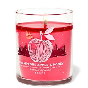 Bath & Body Works Champagne Apple & Honey Single Wick Candle 8oz NEW